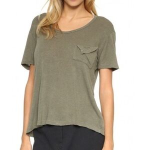 Revolve LNA Short Sleeve Torn Pocket Tee T-shirt Oversized Scoop Neck Black XS